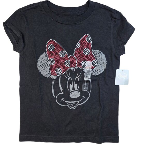 Disney Store Girls S 5/6 Minnie Mouse Short Sleeve Tee Rhinestone Bow Graphic - Picture 1 of 6
